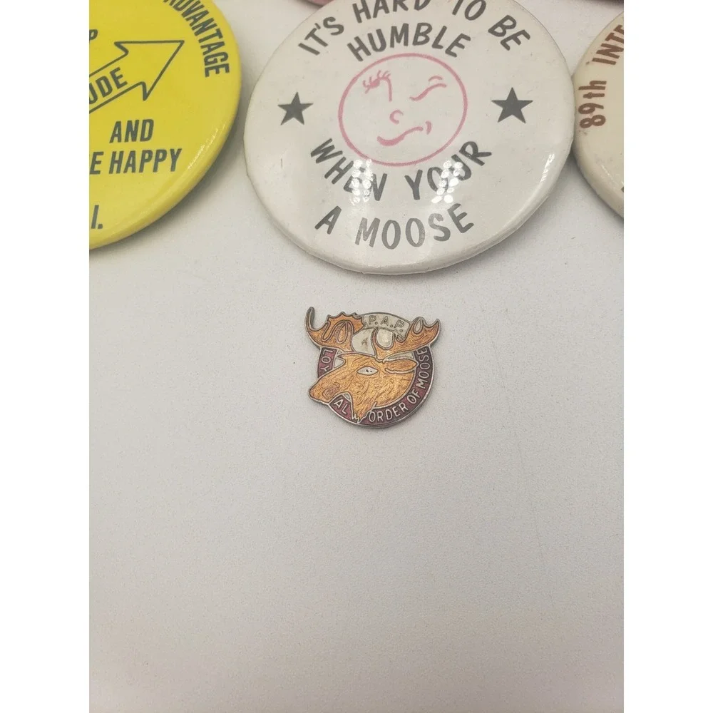 Vintage Moose Lodge Pinback Buttons 1970s-80s Lot Of 12‎ California NJ Florida